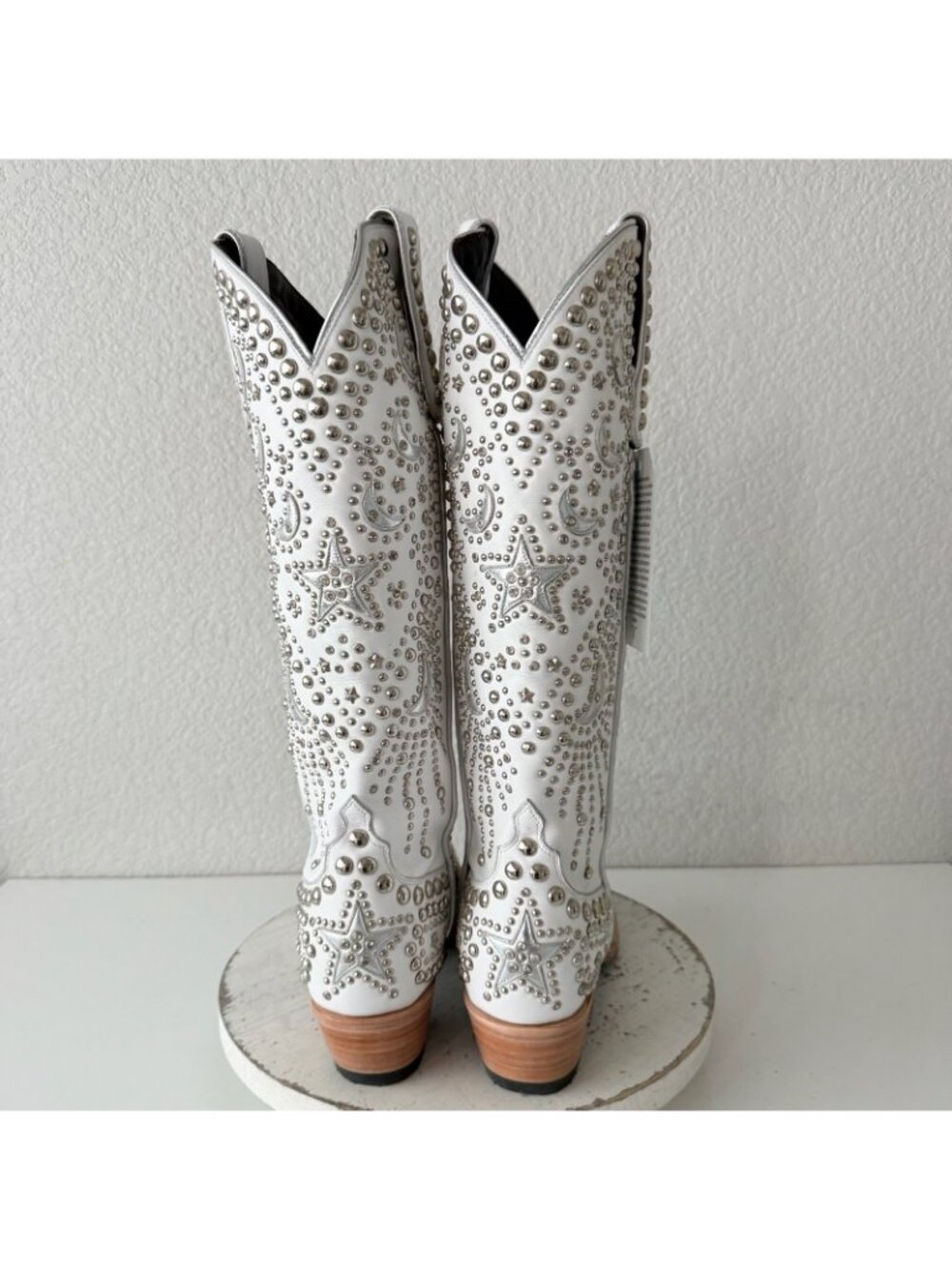 Lane SOLSTICE White Cowboy Boots Embellished Western Cowgirl Tall Snip Toe 11 - Picture 3 of 16